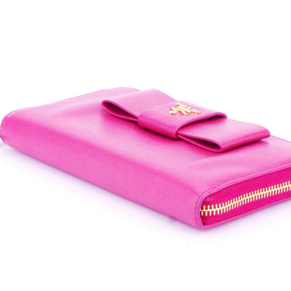 PRADA Purse ribbon pink Safi Arno Leather Auth used T9877 - Picture 4 of 8